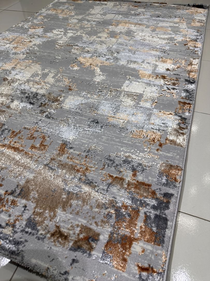 Silver Mosaic 3D Shiny Turkish Rug – 4×6 ft - Image 4
