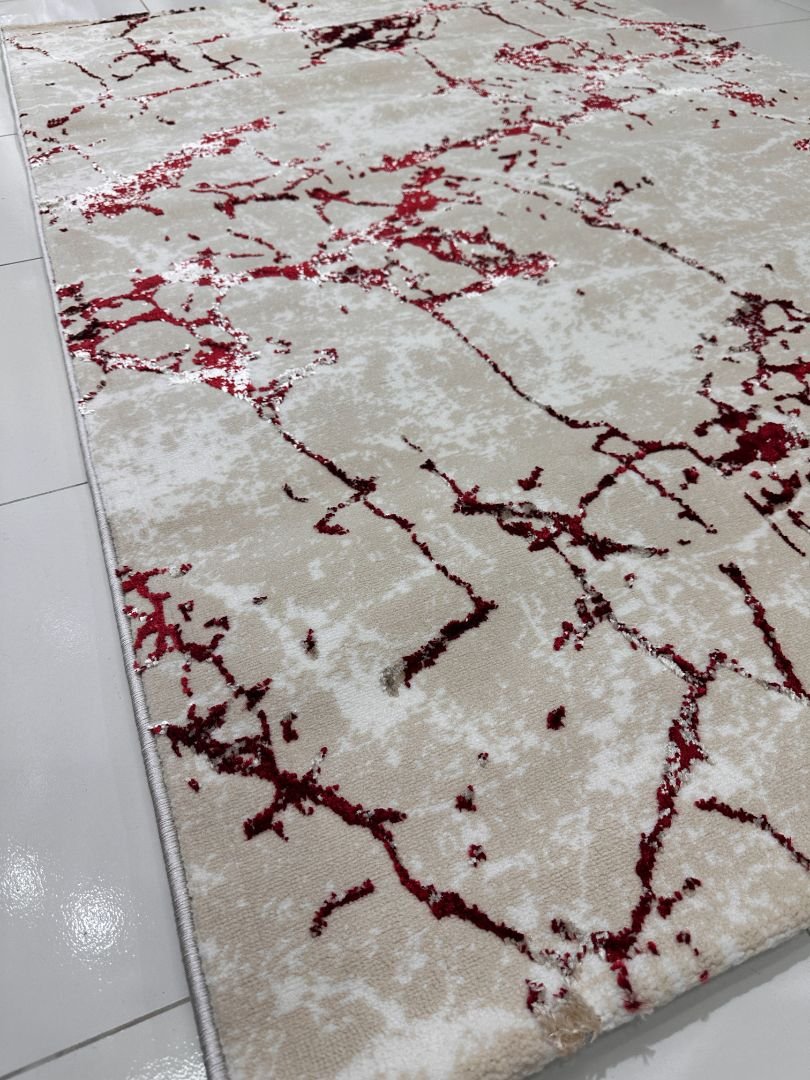 Burgundy Marble 3D Shiny Turkish Rug – 4×6 ft - Image 3
