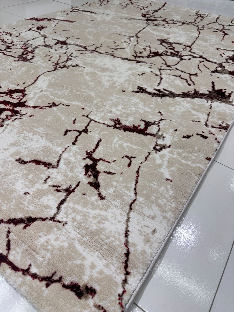 Burgundy Marble 3D Shiny Turkish Rug – 4×6 ft - Image 4