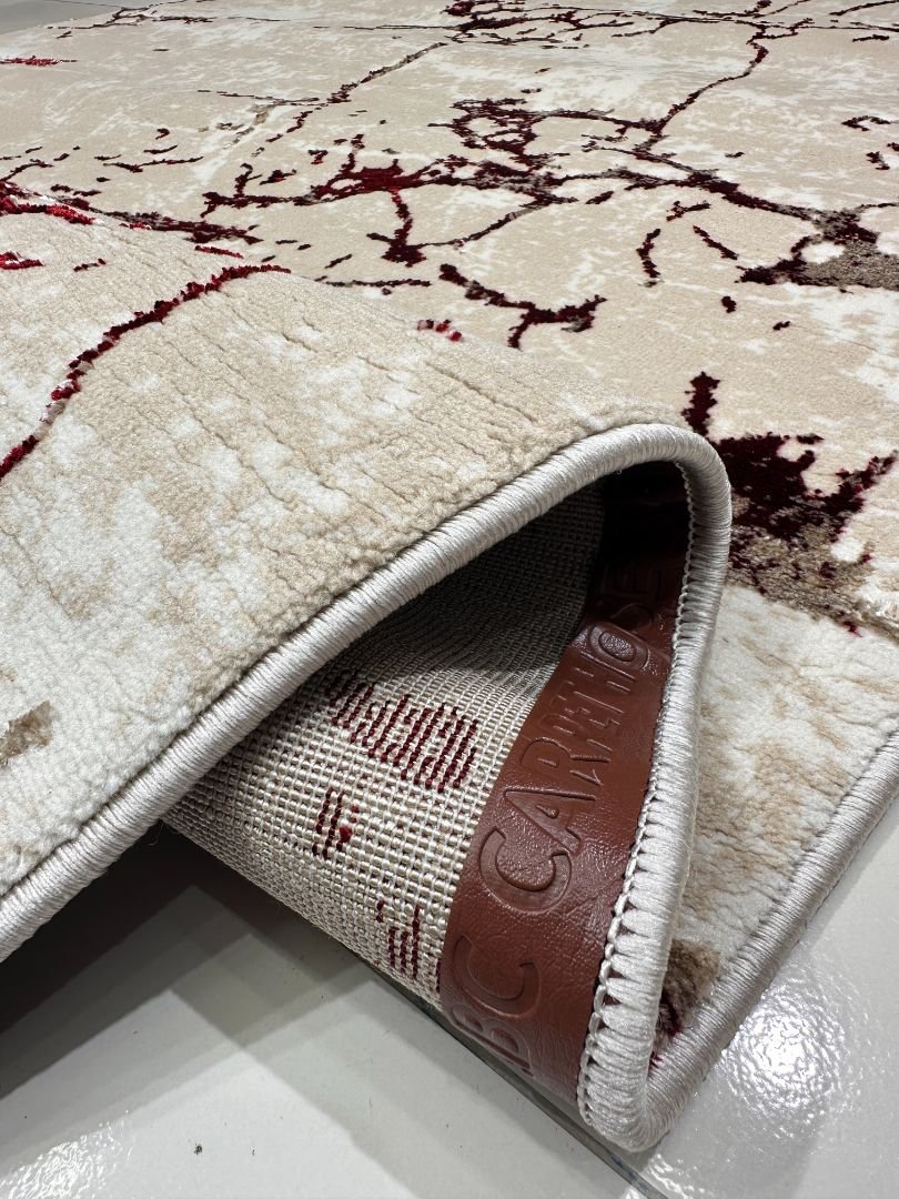 Burgundy Marble 3D Shiny Turkish Rug – 4×6 ft - Image 5