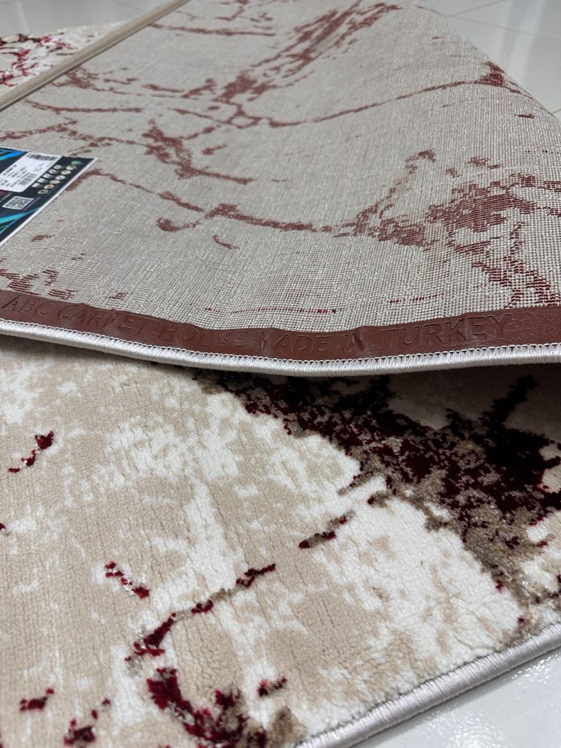 Burgundy Marble 3D Shiny Turkish Rug – 4×6 ft - Image 6