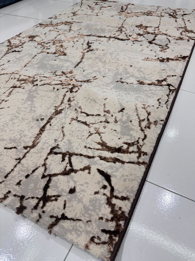 Cocoa Marble 3D Shiny Turkish Rug – 3×5 ft - Image 4