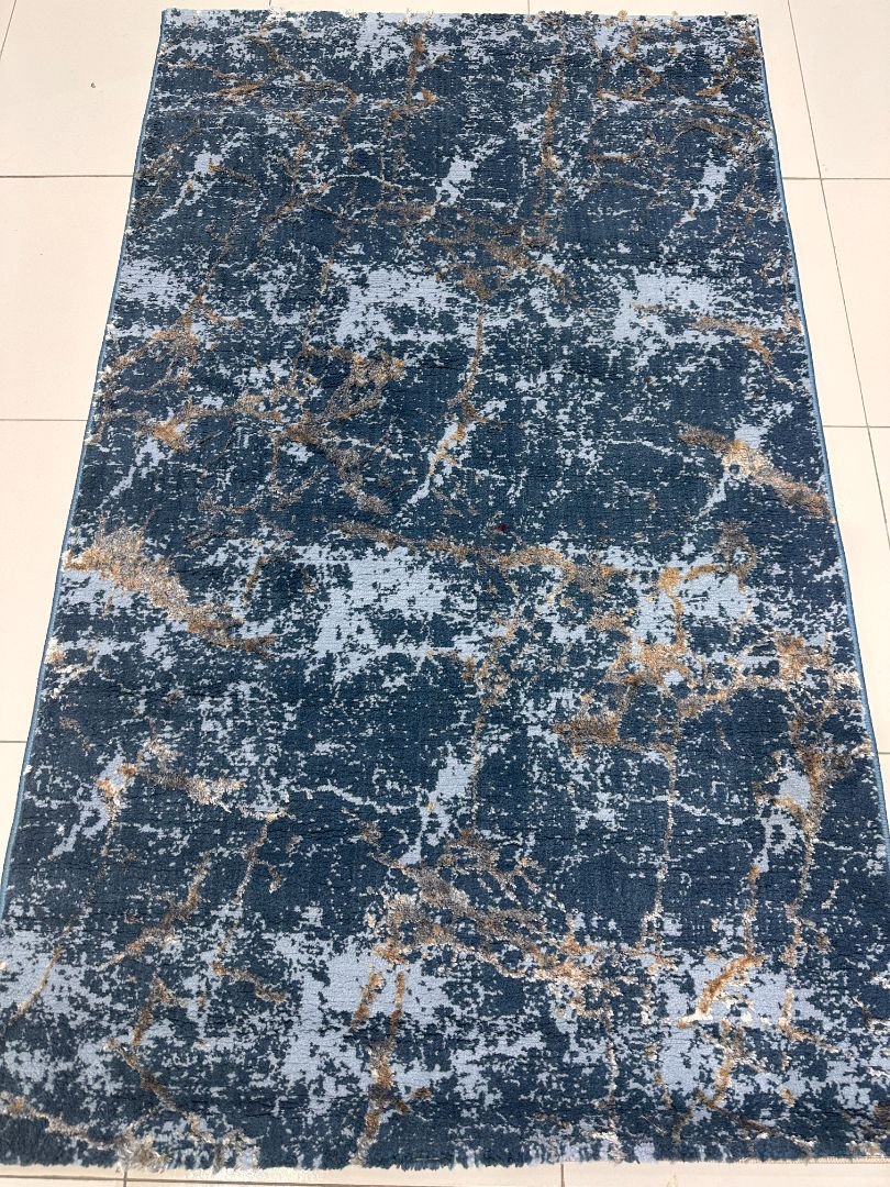 Azure Marble 3D Shiny Turkish Rug – 3×5 ft - Image 2