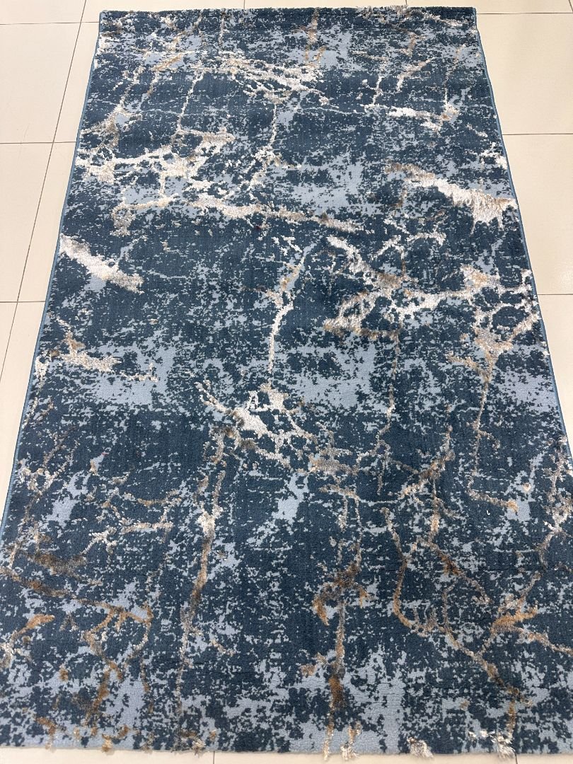 Azure Marble 3D Shiny Turkish Rug – 3×5 ft