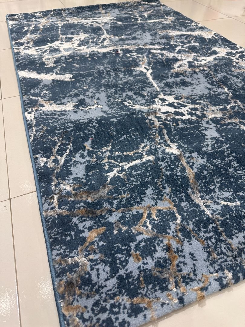 Azure Marble 3D Shiny Turkish Rug – 3×5 ft - Image 3