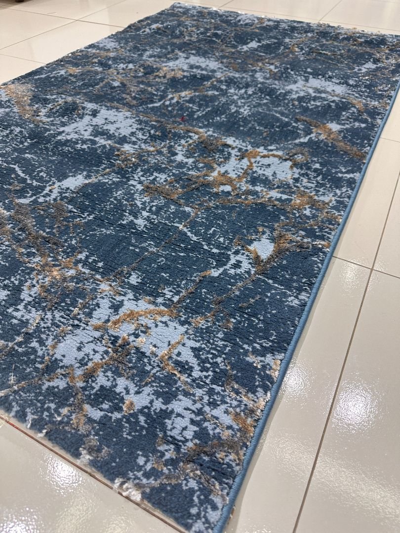 Azure Marble 3D Shiny Turkish Rug – 3×5 ft - Image 4