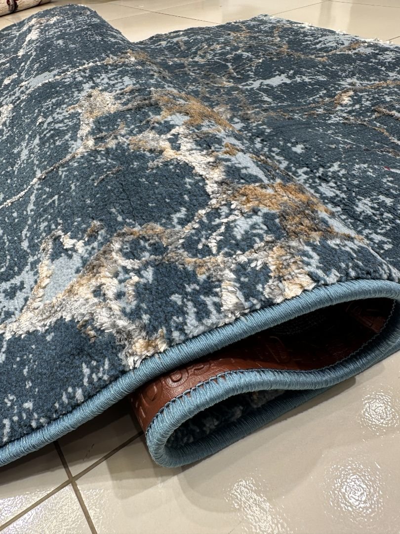 Azure Marble 3D Shiny Turkish Rug – 3×5 ft - Image 5