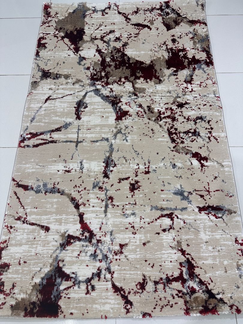 Crimson Fusion 3D Shiny Turkish Rug – 3×5 ft