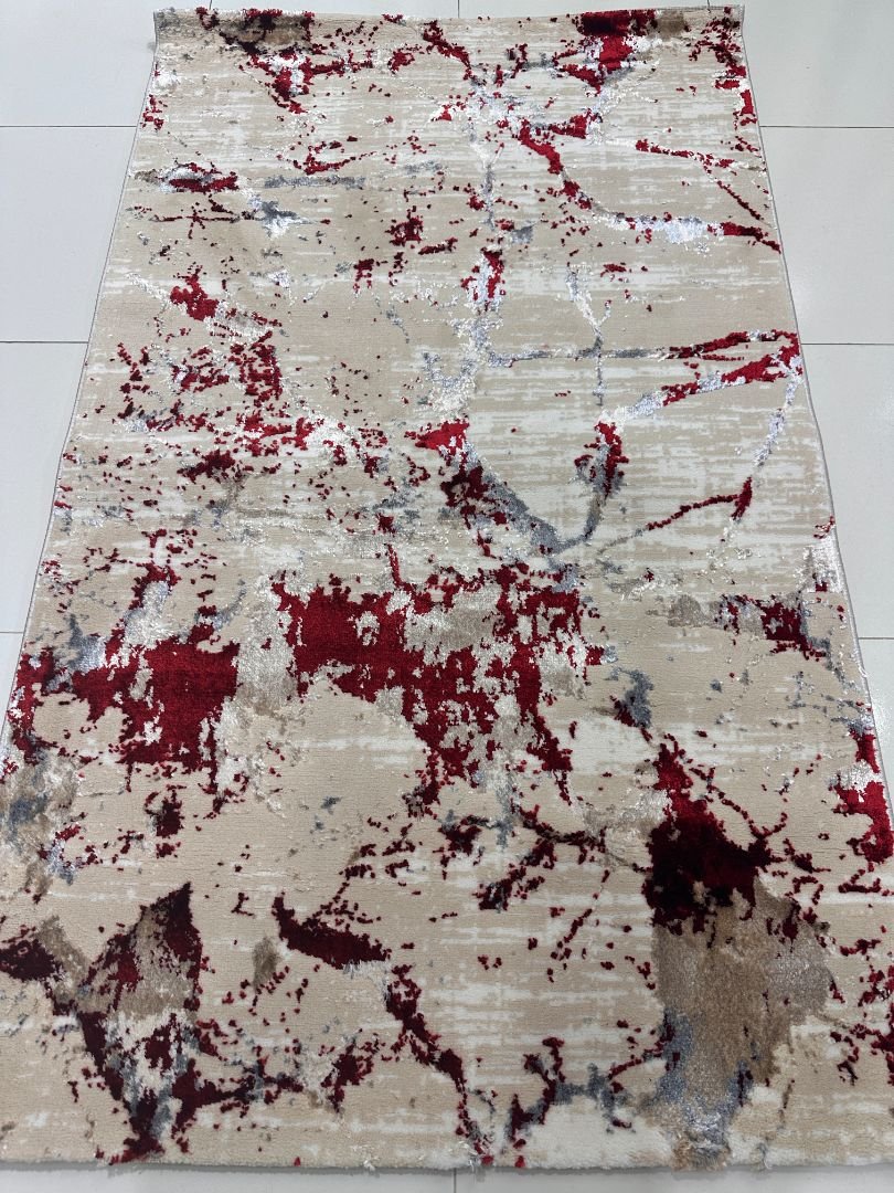 Crimson Fusion 3D Shiny Turkish Rug – 3×5 ft - Image 2