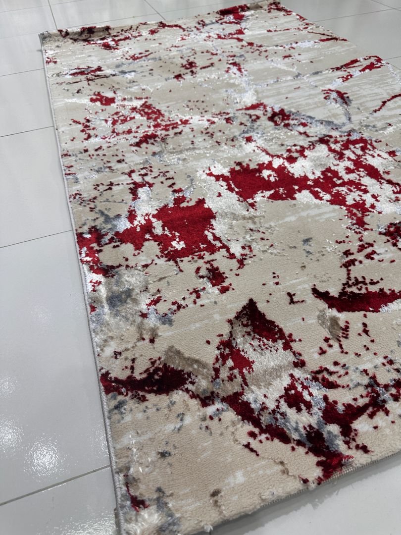 Crimson Fusion 3D Shiny Turkish Rug – 3×5 ft - Image 3