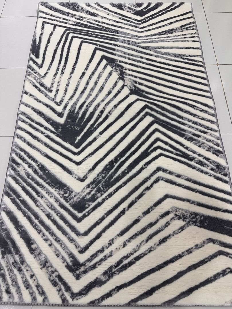 Monochrome Maze Modern Turkish Rug – 3×5 ft - Image 2