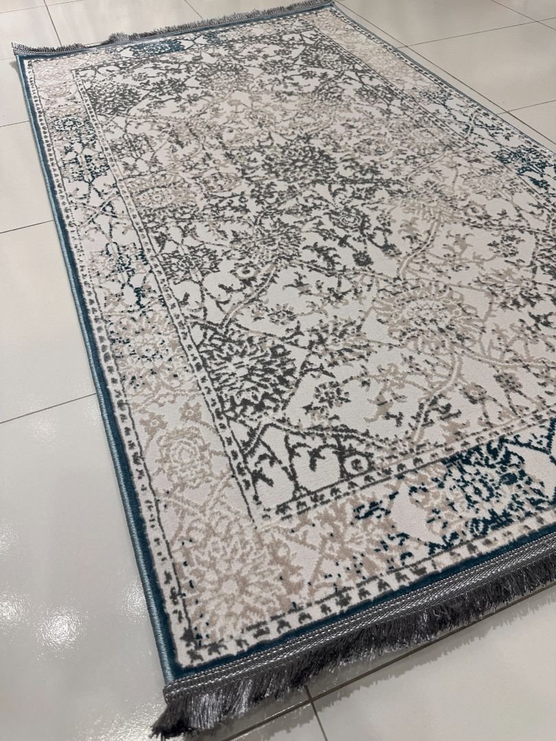 Azure Garden Distressed Persian-Style Turkish Rug – 3×5 ft - Image 3