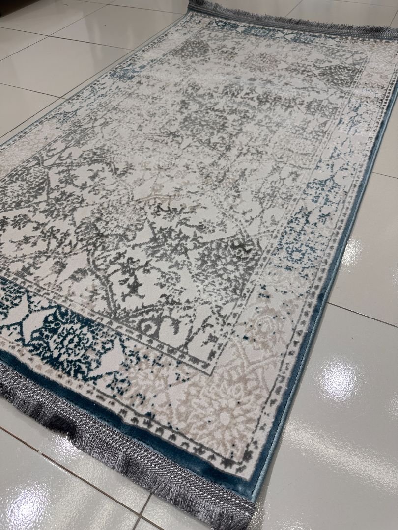 Azure Garden Distressed Persian-Style Turkish Rug – 3×5 ft - Image 4