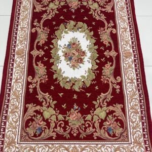 Ruby Rosette Irani-Style Cotton Rug – 3×4.5 ft | China