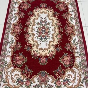 Crimson Bouquet Irani-Style Cotton Rug – 3×4.5 ft | China