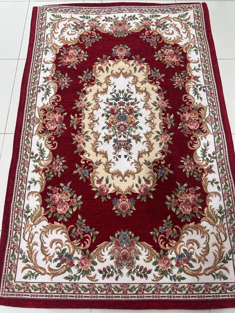 Crimson Bouquet Irani-Style Cotton Rug – 3×4.5 ft | China - Image 2