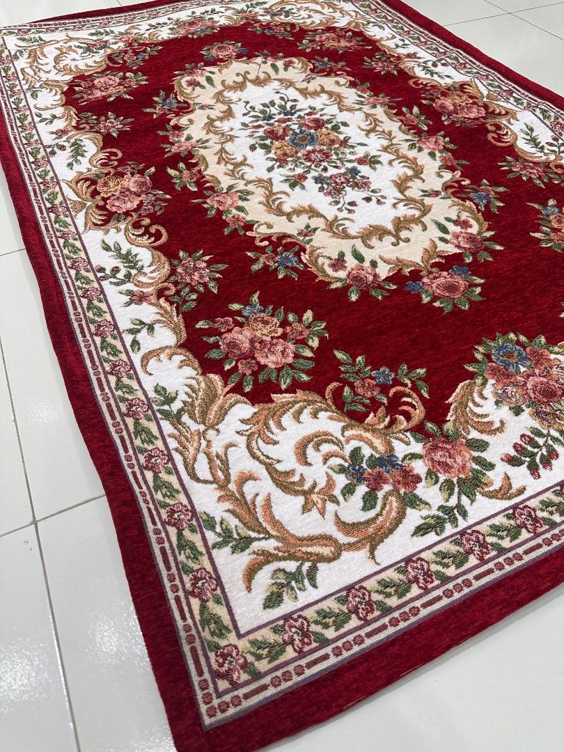 Crimson Bouquet Irani-Style Cotton Rug – 3×4.5 ft | China - Image 3