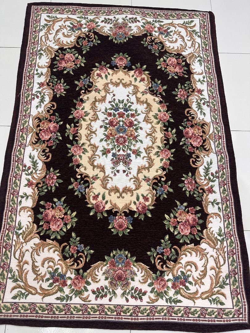 Mocha Rose Irani-Style Cotton Rug – 3×4.5 ft | China