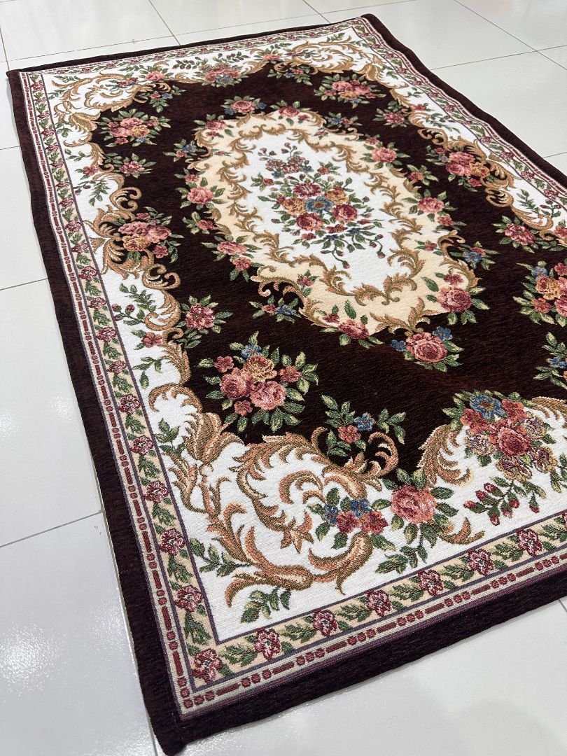 Mocha Rose Irani-Style Cotton Rug – 3×4.5 ft | China - Image 2