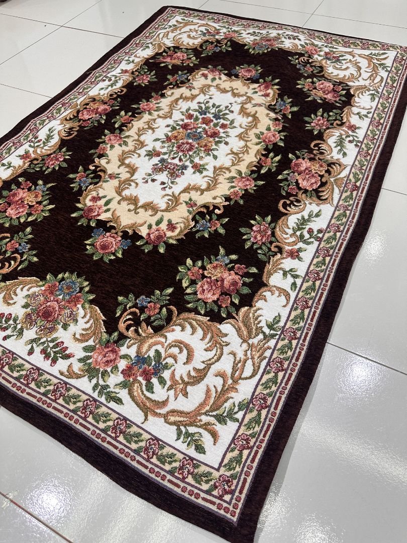 Mocha Rose Irani-Style Cotton Rug – 3×4.5 ft | China - Image 3