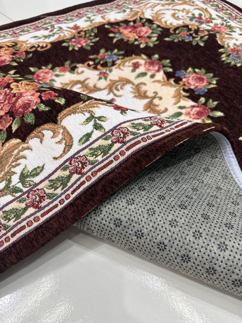 Mocha Rose Irani-Style Cotton Rug – 3×4.5 ft | China - Image 4