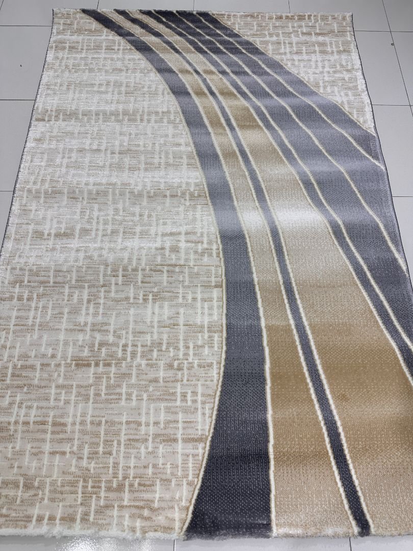 Silver Flow Modern Turkish Rug – 4×6 ft