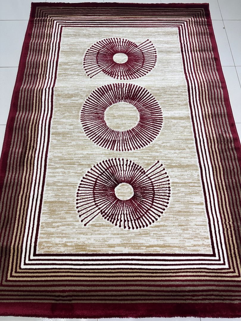 Merlot Orbit Modern Turkish Rug – 4×6 ft