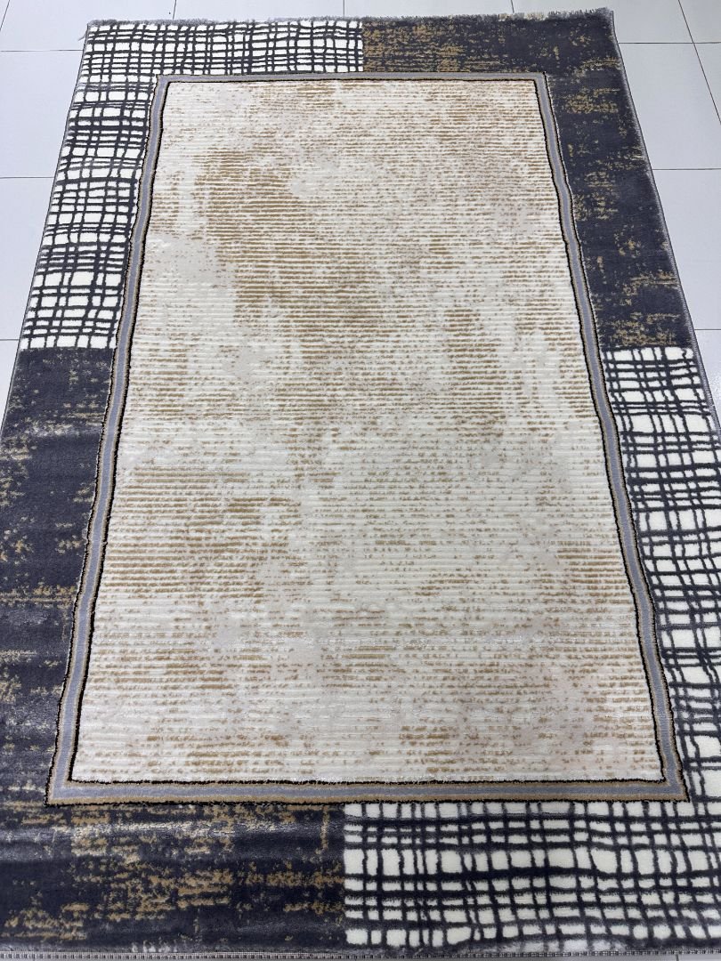 Graphite Frame Modern Turkish Rug – 4×6 ft - Image 2
