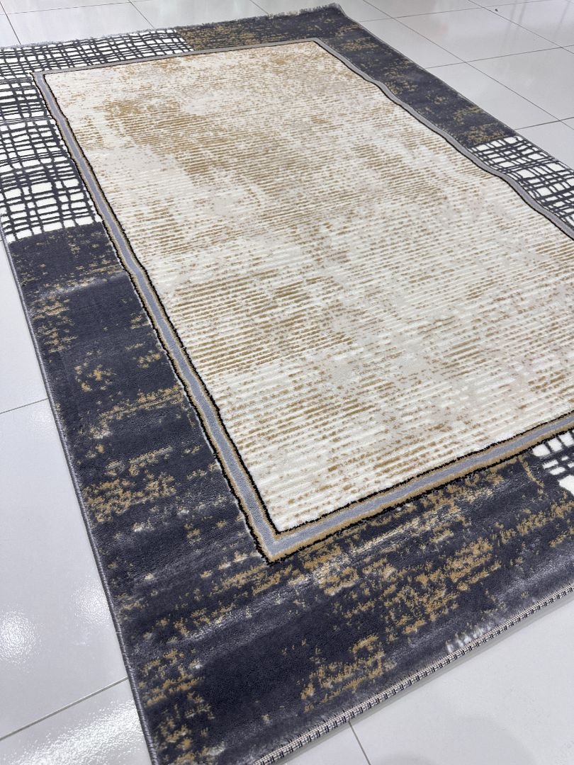 Graphite Frame Modern Turkish Rug – 4×6 ft - Image 3