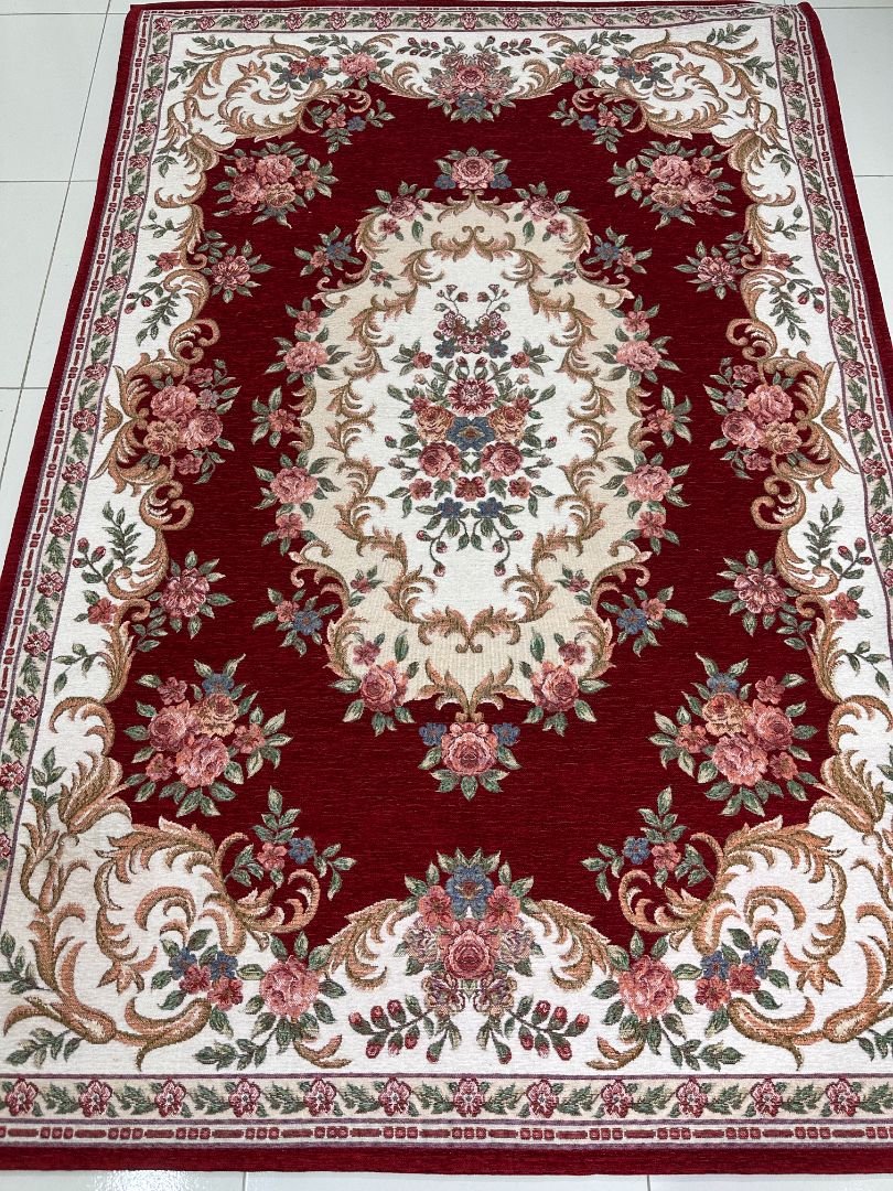Crimson Rose Irani-Style Cotton Rug – Approx. 4×6 ft | China