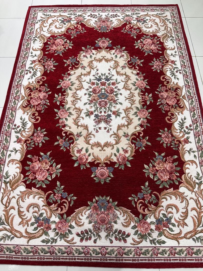 Crimson Rose Irani-Style Cotton Rug – Approx. 4×6 ft | China - Image 2