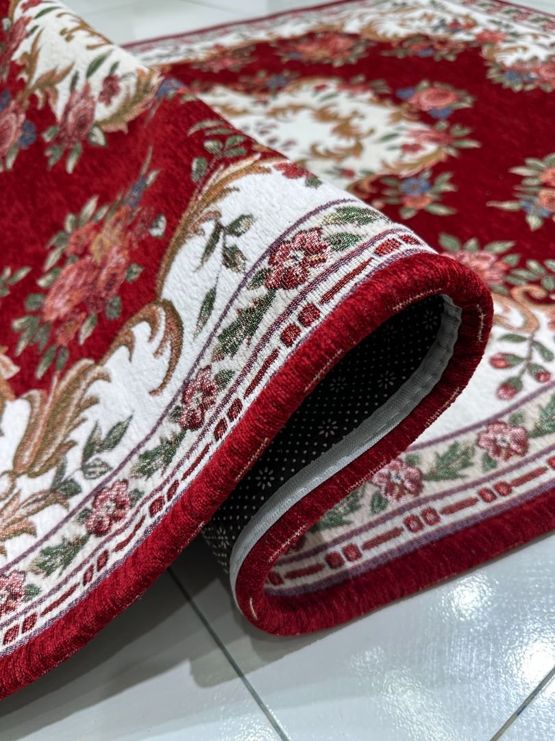 Crimson Rose Irani-Style Cotton Rug – Approx. 4×6 ft | China - Image 5