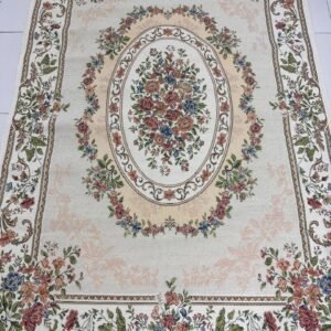 Ivory Bouquet Irani-Style Cotton Rug – Approx. 4×6 ft | China