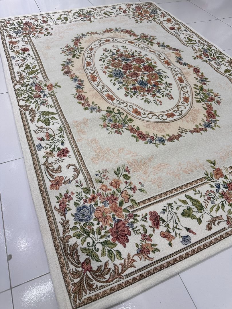 Ivory Bouquet Irani-Style Cotton Rug – Approx. 4×6 ft | China - Image 3