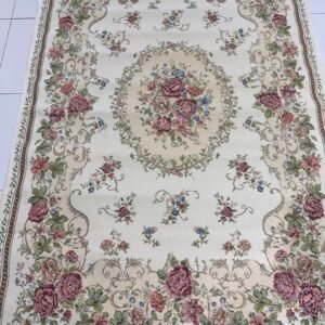 Blushing Rose Irani-Style Cotton Rug – Approx. 4×6 ft | China