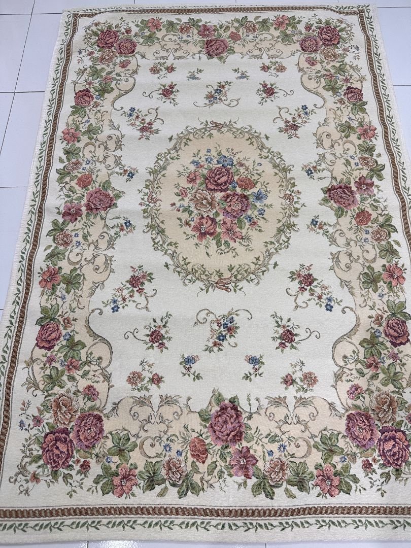 Blushing Rose Irani-Style Cotton Rug – Approx. 4×6 ft | China