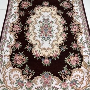 Espresso Rose Irani-Style Cotton Rug – Approx. 4×6 ft | China