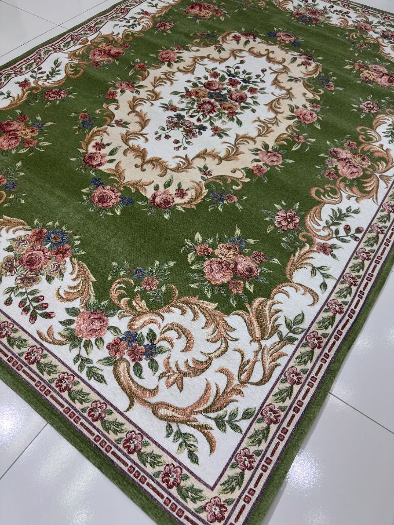 Emerald Rose Irani-Style Cotton Rug – Approx. 5×7 ft | China - Image 2