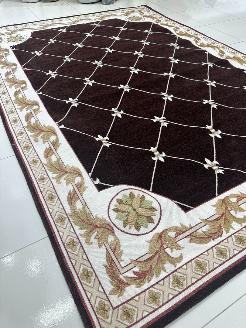 Mocha Trellis Irani-Style Cotton Rug – Approx. 5×7 ft | China - Image 2