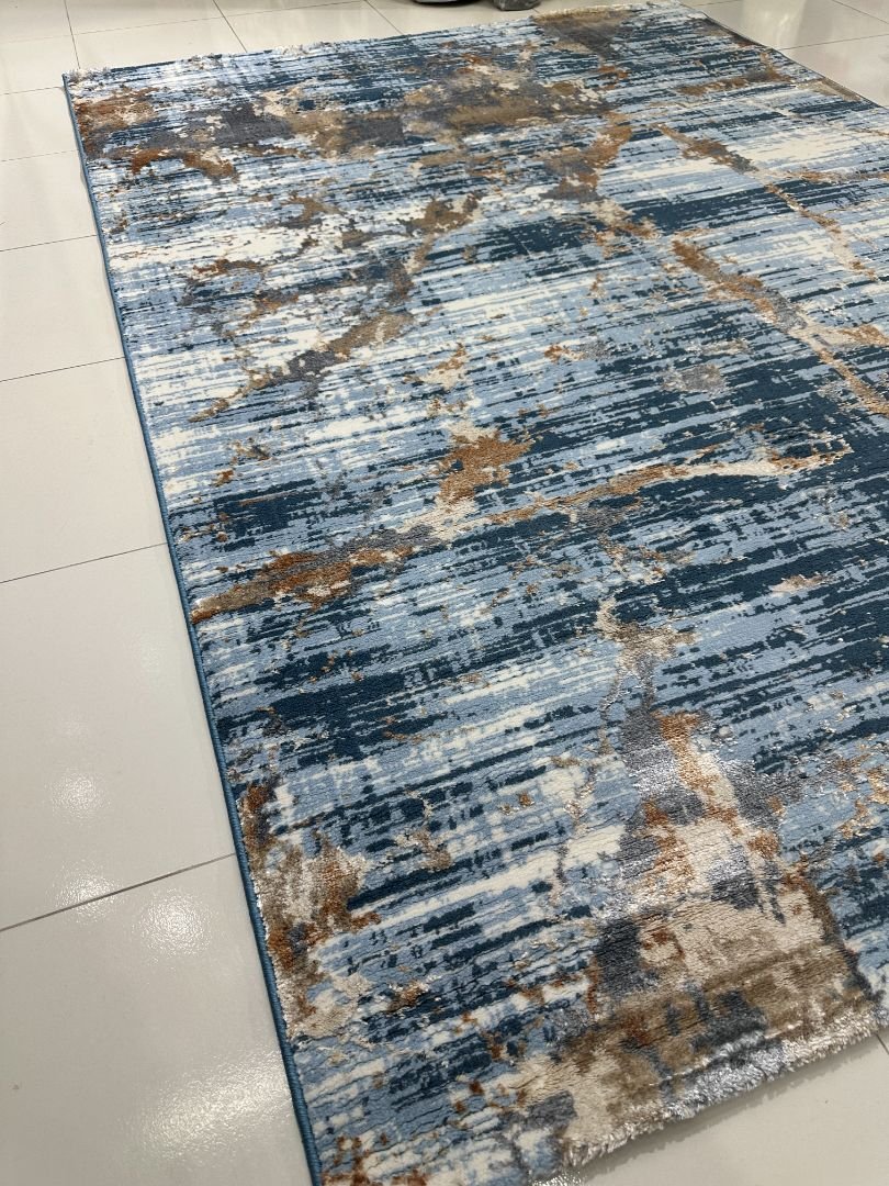 Sapphire Rift 3D Shiny Turkish Rug – 5.2×7.5 ft - Image 2
