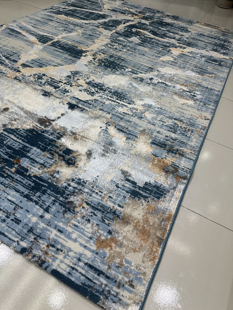 Sapphire Rift 3D Shiny Turkish Rug – 5.2×7.5 ft - Image 4