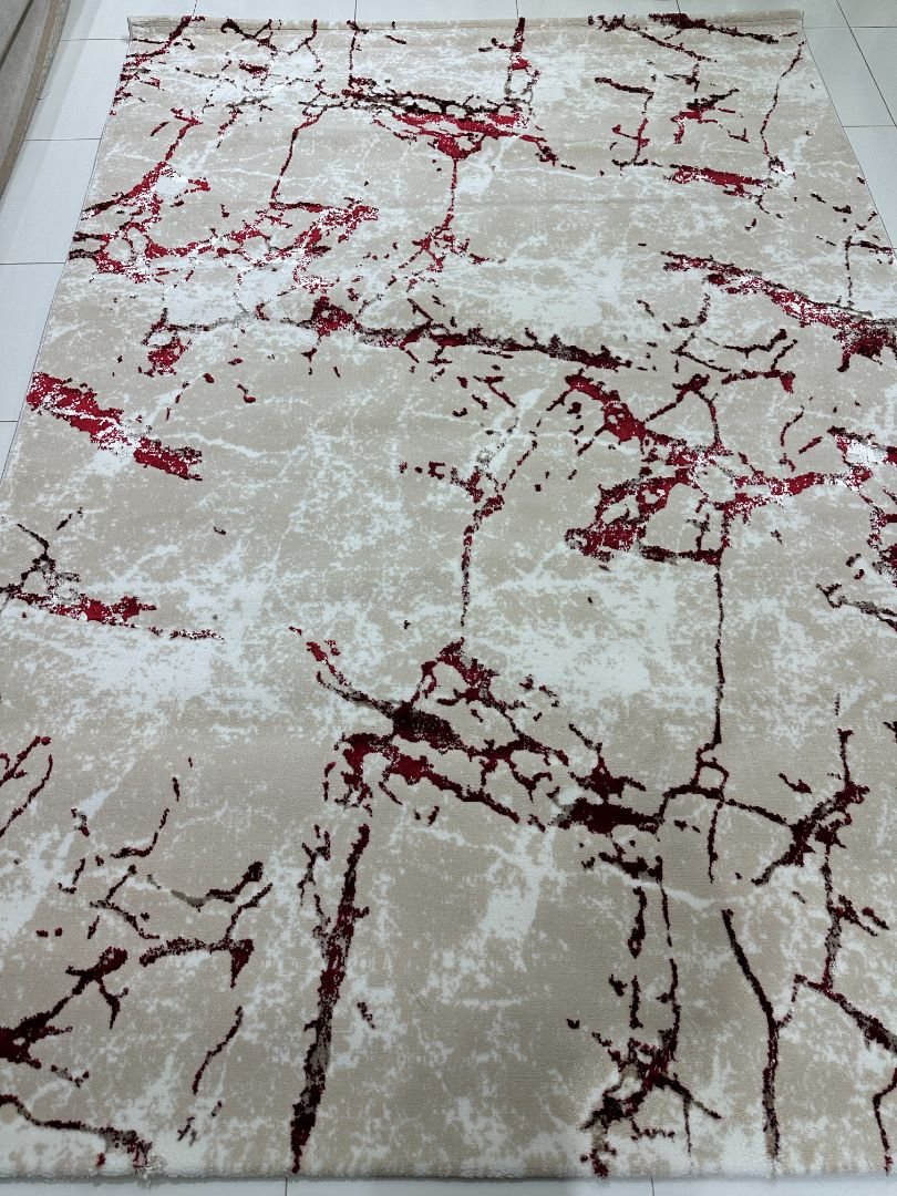 Crimson Vein 3D Shiny Turkish Rug – 5.2×7.5 ft
