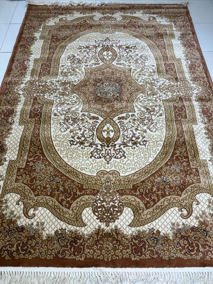 Kashmir Sultana Light Brown Turkish Rug – 5.2×7.5 ft