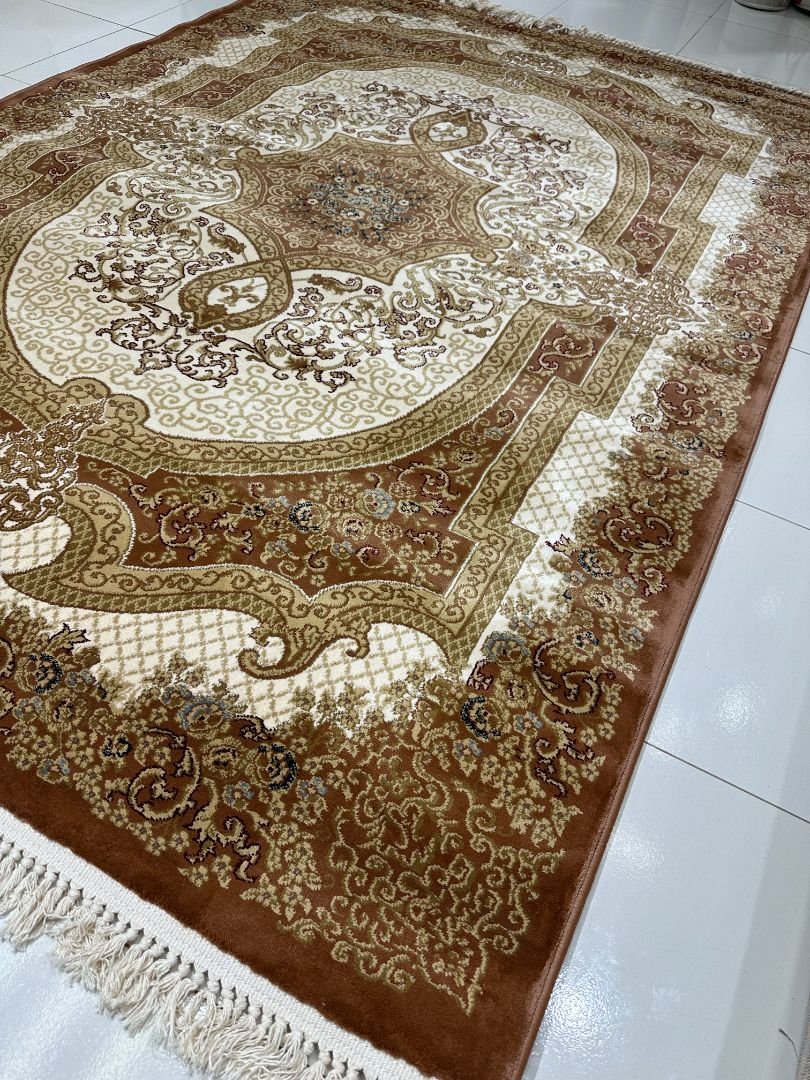 Kashmir Sultana Light Brown Turkish Rug – 5.2×7.5 ft - Image 2