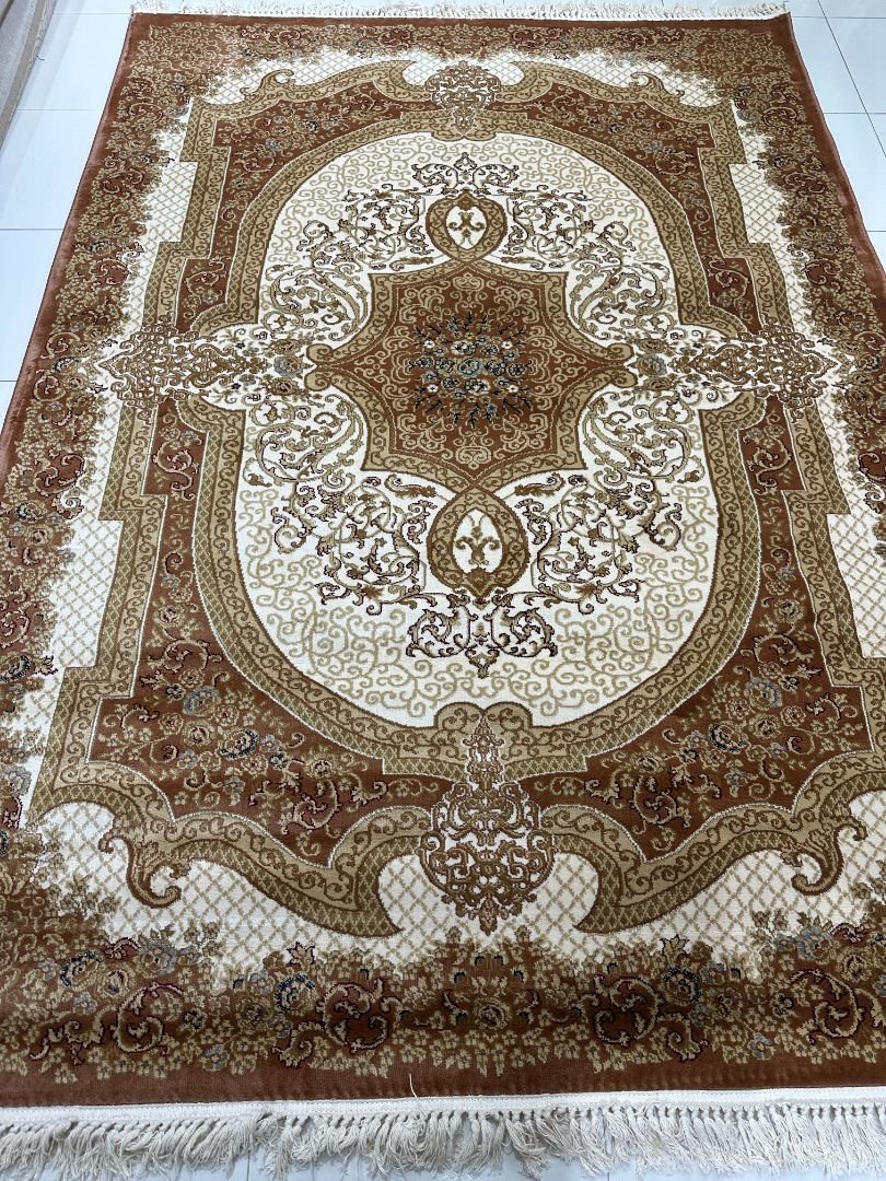 Kashmir Sultana Light Brown Turkish Rug – 5.2×7.5 ft - Image 3