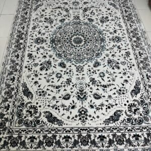 Beige Rosette Persian-Style Turkish Rug – 5.2×7.5 ft
