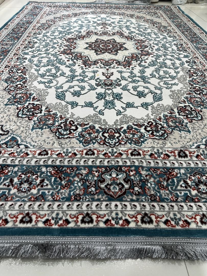 Azure Isfahan Persian-Style Turkish Rug – 5.2×7.5 ft - Image 2