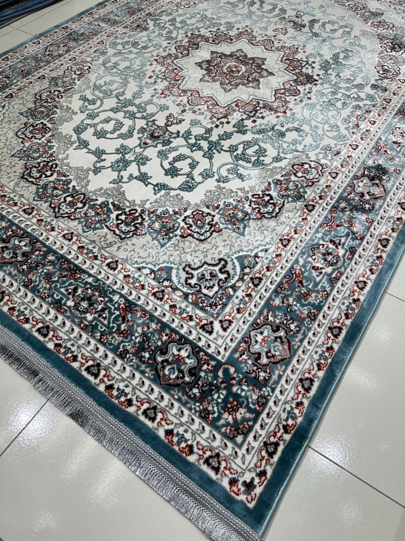 Azure Isfahan Persian-Style Turkish Rug – 5.2×7.5 ft - Image 3