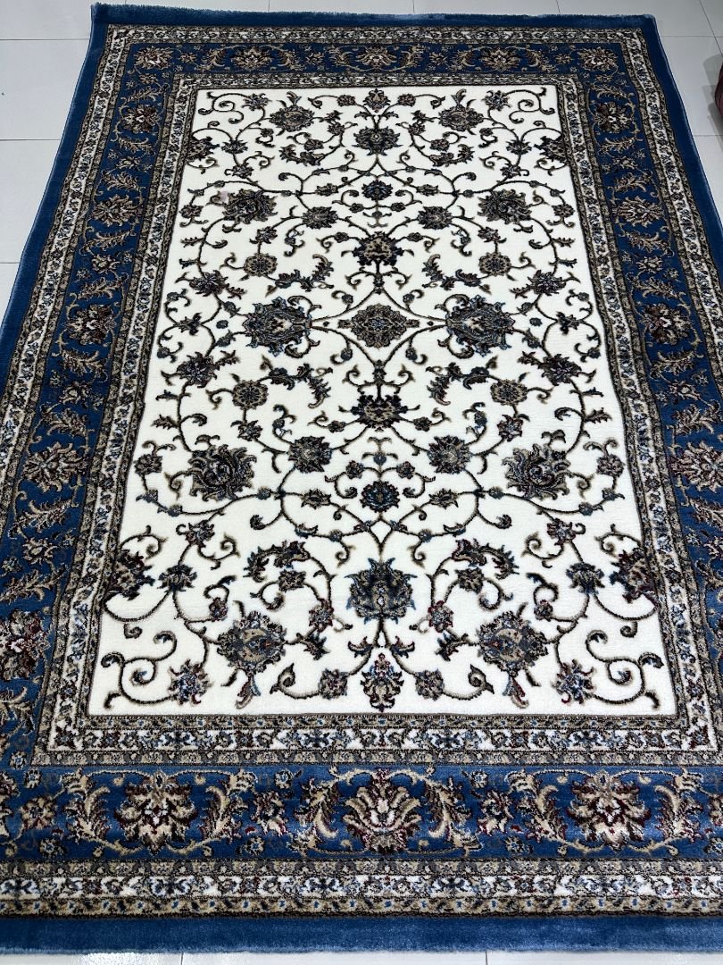 Royal Azure Vine Turkish Rug – Approx. 5×7 ft