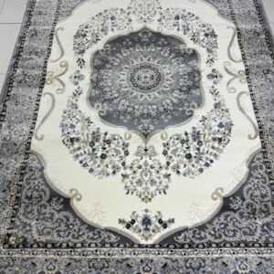 Silver Palace Medallion Turkish Rug – Approx. 5×7 ft